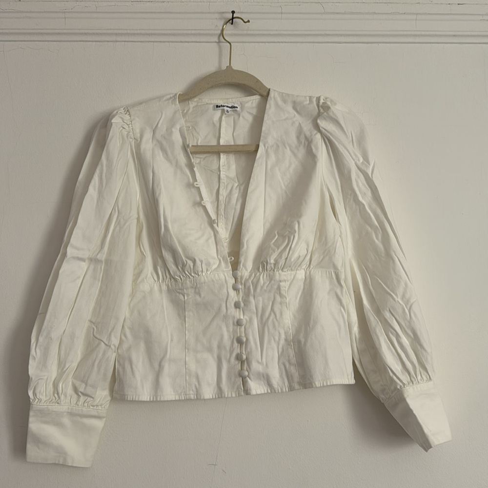 Reformation White Button Blouse 6